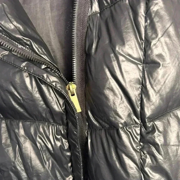 Donna Karan Black Down Puffer with Large  Collar/Hood Neckline M/L - Picture 8 of 16